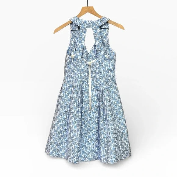 Banana Republic Atlantic Blue Floral Sleeveless Fit Flare Dress Size 4 - Picture 5 of 12